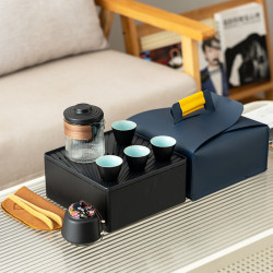 可攜式旅行茶具套裝帶茶盤個人家用簡約泡茶壺快客杯功夫茶具禮品