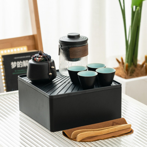 可攜式旅行茶具套裝帶茶盤個人家用簡約泡茶壺快客杯功夫茶具禮品 可攜式旅行茶具套裝帶茶盤個人家用簡約泡茶壺快客杯功夫茶具禮品