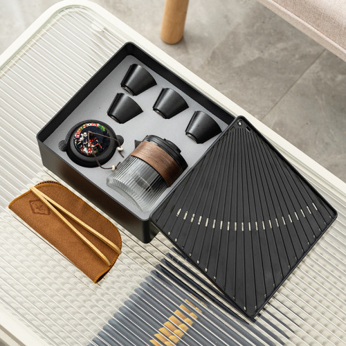 可攜式旅行茶具套裝帶茶盤個人家用簡約泡茶壺快客杯功夫茶具禮品 可攜式旅行茶具套裝帶茶盤個人家用簡約泡茶壺快客杯功夫茶具禮品