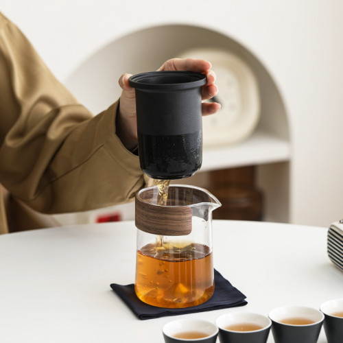 可攜式玻璃旅行茶具套裝一壺四杯戶外個人專用簡約泡茶壺功夫茶杯 可攜式玻璃旅行茶具套裝一壺四杯戶外個人專用簡約泡茶壺功夫茶杯