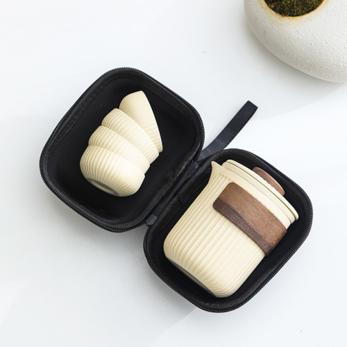 可攜式旅行茶具套裝一壺四杯戶外個人專用隨身陶瓷快客杯高級禮品 可攜式旅行茶具套裝一壺四杯戶外個人專用隨身陶瓷快客杯高級禮品