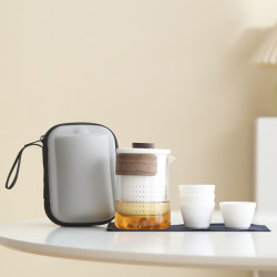 可攜式玻璃旅行茶具小套裝一壺四杯戶外隨身泡茶功夫茶杯禮品