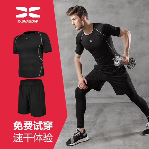 健身套裝男2025夏季健身房緊身跑步運動套裝夏裝衣透氣兩件套