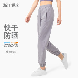 SZ密保拉鍊口袋高腰跑步褲女蜜桃翹臀健身長褲寬鬆休閒束腳運動褲