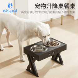 寵物餐桌寵物升降桌狗碗不鏽鋼食盆貓碗折曡碗調節狗盆