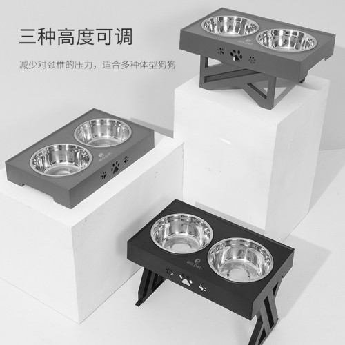 寵物餐桌寵物升降桌狗碗不鏽鋼食盆貓碗折曡碗調節狗盆