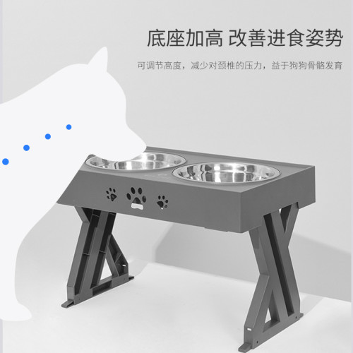寵物餐桌寵物升降桌狗碗不鏽鋼食盆貓碗折曡碗調節狗盆