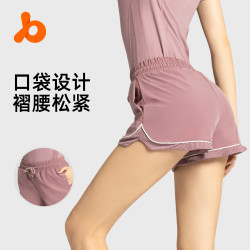 聚衣堂健身跑步短褲女夏假兩件防走光寬鬆裸感運動服休閒褲短袖