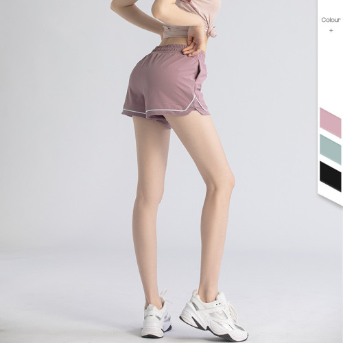 聚衣堂健身跑步短褲女夏假兩件防走光寬鬆裸感運動服休閒褲短袖