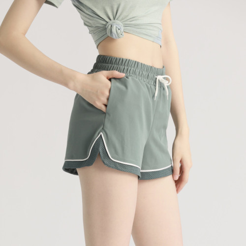 聚衣堂健身跑步短褲女夏假兩件防走光寬鬆裸感運動服休閒褲短袖