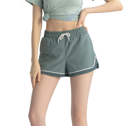 聚衣堂健身跑步短褲女夏假兩件防走光寬鬆裸感運動服休閒褲短袖