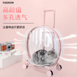 摩寵寵物貓包拉桿箱透明貓包外出可攜式貓咪手提透明航空箱