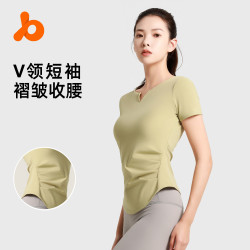 聚衣堂運動錦綸瑜伽短袖瑜伽服高彈短袖透氣排汗瑜伽上衣