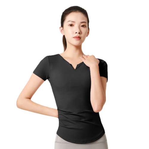 聚衣堂運動錦綸瑜伽短袖瑜伽服高彈短袖透氣排汗瑜伽上衣