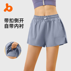 聚衣堂寬松帶釦運動短褲防走光三分褲薄款瑜伽健身口袋褲女