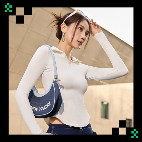 聚衣堂時尚半拉鍊瑜伽服裸感緊身無痕透氣運動健身上衣女