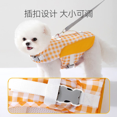 韓版格子狗狗夏季救生衣寵物超強浮力泰迪泳衣夏天遊泳專用狗衣服