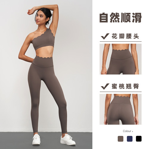 LC萊卡春夏裸感瑜伽褲女高腰提臀運動緊身褲蜜桃臀跑步瑜伽健身褲