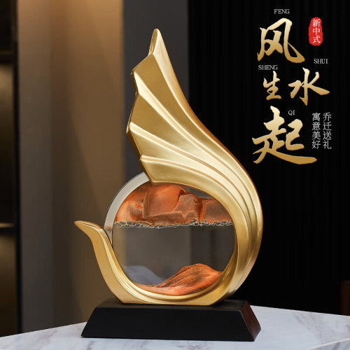 風生水起流沙畫輕奢新年裝飾喬遷之喜搬家禮物客廳玄關辦公室擺件