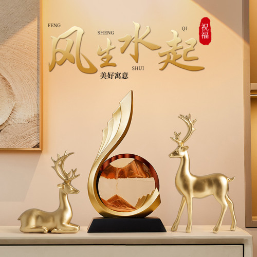 風生水起流沙畫輕奢新年裝飾喬遷之喜搬家禮物客廳玄關辦公室擺件