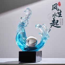 創意風生水起擺件辦公室客廳輕奢高檔裝飾酒櫃玄關喬遷搬家禮物男