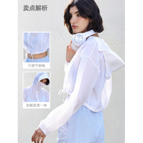 春夏防雨輕量化健身外套寬鬆連帽抽繩運動服女薄款休閒戶外長袖新