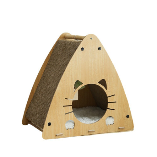 兩用貓抓板木質三角貓窩瓦楞紙可替換防貓抓沙發保護磨爪器貓玩具 兩用貓抓板木質三角貓窩瓦楞紙可替換防貓抓沙發保護磨爪器貓玩具