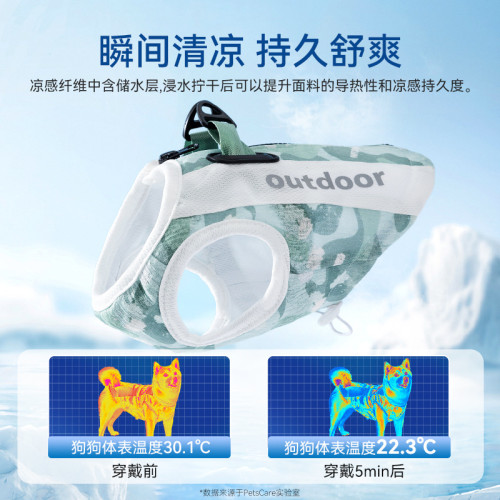 寵物防暑涼爽降溫網眼拼接牽引涼涼衣中小型犬泰迪夏季背心狗衣服