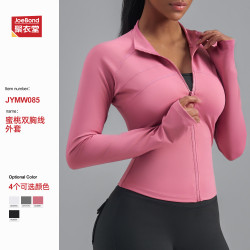 歐美大碼拉鍊運動外套彈力緊身運動上衣歐碼修身顯瘦瑜伽服女