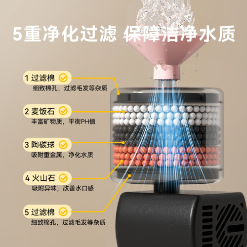 寵物黑白卡通小貓陶瓷飲水器狗狗電動循環活水過濾自動飲水機貓碗