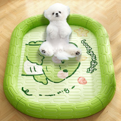 春夏季狗狗卡通小恐龍乳膠冰絲圍擋降溫清涼狗窩橢圓貓窩寵物涼窩