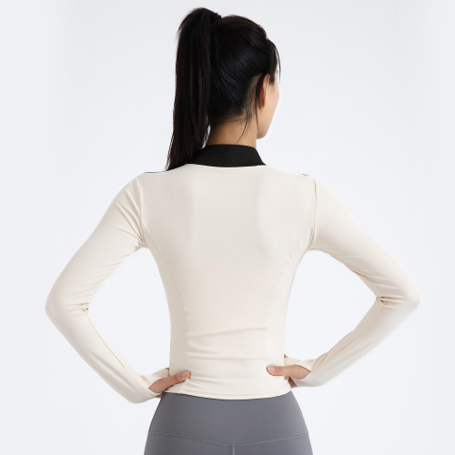 聚衣堂新品運動長袖女修身顯瘦緊身瑜伽服健身跑步運動外套