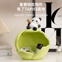 創意樹脂荷葉卷卷熊貓收納擺件個性家用客廳辦公室桌面高級置物盒