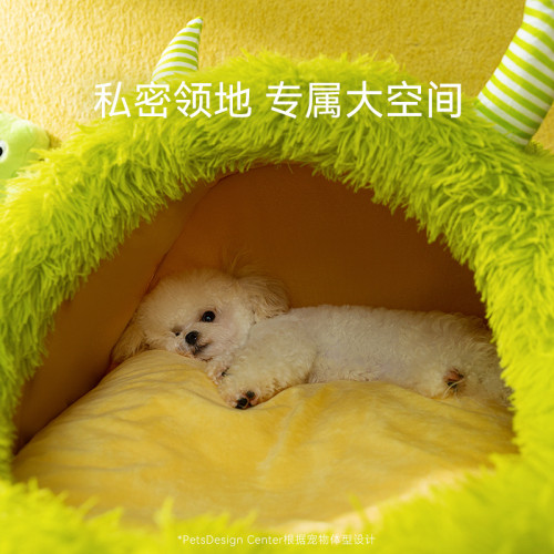 秋冬季狗狗長毛絨保暖加厚小怪獸狗窩深度睡眠中小型犬貓窩寵物窩