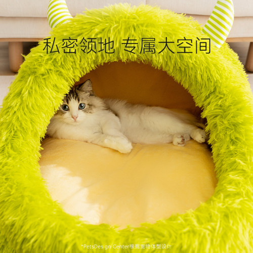 秋冬季保暖加厚長毛絨小怪獸保暖貓咪睡覺貓窩深度睡眠狗窩寵物窩