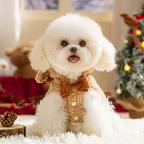 秋冬季狗狗聖誕節小型犬加厚麋鹿披風貓咪寵物狗衣服