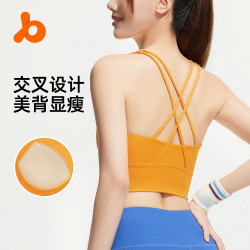 聚衣堂條紋防震美背瑜伽背心一體固定杯健身運動內衣文胸女