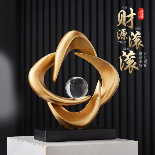 樹脂時來運轉抽象造型寓意擺件桌面酒櫃電視櫃家居軟裝飾品喬遷禮