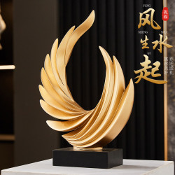 風生水起系列金色羽翼造型樹脂工藝品擺件客廳玄關酒櫃電視櫃裝飾