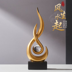 火焰戯珠樹脂工藝品新中式客廳電視櫃酒櫃家居飾品辦公室裝飾擺件