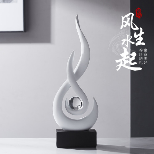 火焰戯珠樹脂工藝品新中式客廳電視櫃酒櫃家居飾品辦公室裝飾擺件