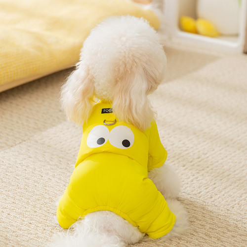 秋冬季狗狗加厚保暖中小型犬可愛大眼怪素色四腳棉衣貓咪寵物衣服