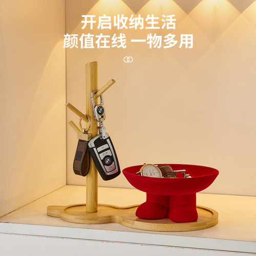陶瓷腳丫植絨收納盤擺件客廳玄關臥室家居實用鑰匙軟裝收納裝飾品