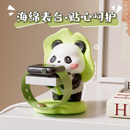 彿系熊貓樹脂工藝品可愛工位臥室床頭櫃收納桌面擺件手錶充電支架