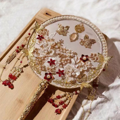 結婚新嫁團扇古風成品中式婚禮秀禾扇手工喜扇成品古風出嫁材料包