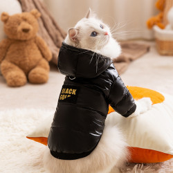 貓咪保暖秋冬季加厚石墨烯黑金黑色羽絨服中小型犬狗狗寵物貓衣服