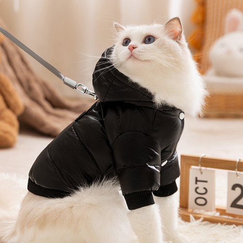 貓咪保暖秋冬季加厚石墨烯黑金黑色羽絨服中小型犬狗狗寵物貓衣服