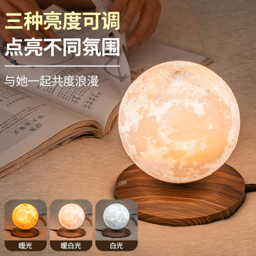 磁懸浮自動升降月球地球儀小夜燈臥室床頭台燈禮物高級感氣氛圍