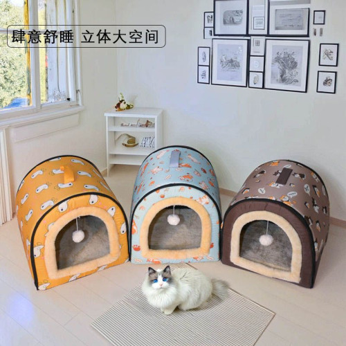 防水升級狗窩貓窩冬天通用可拆洗小中型犬冬季封閉式房子型貓咪窩