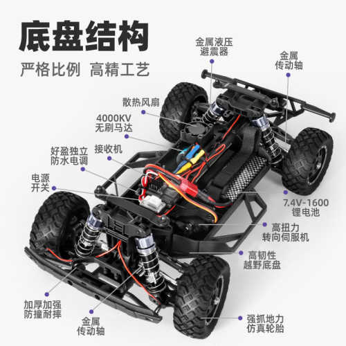 海博星1:14獨立電調3101A四驅無刷大腳UDR短卡模型遙控車越野車